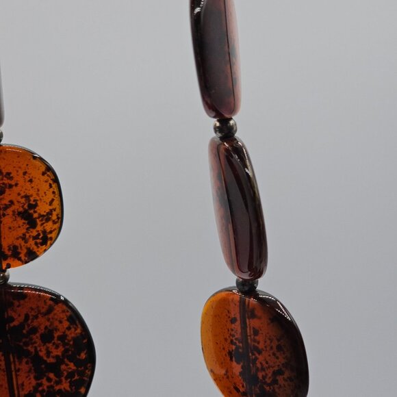 VTG Talbot's Womens 20" Rootbeer Flat Round Plastic Beaded Short Necklace MCM - Picture 7 of 13